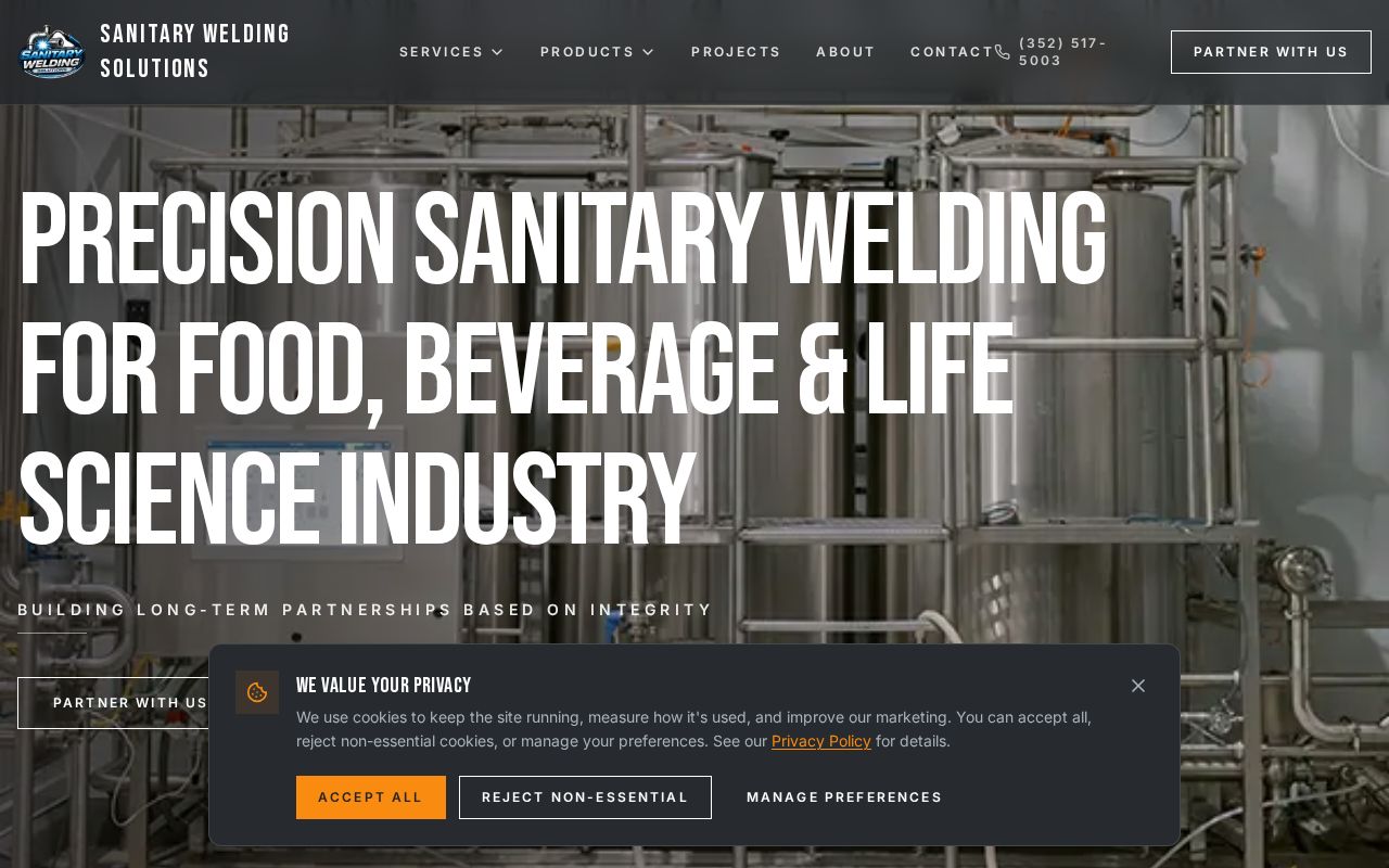 Sanitary Welding Solutions website screenshot