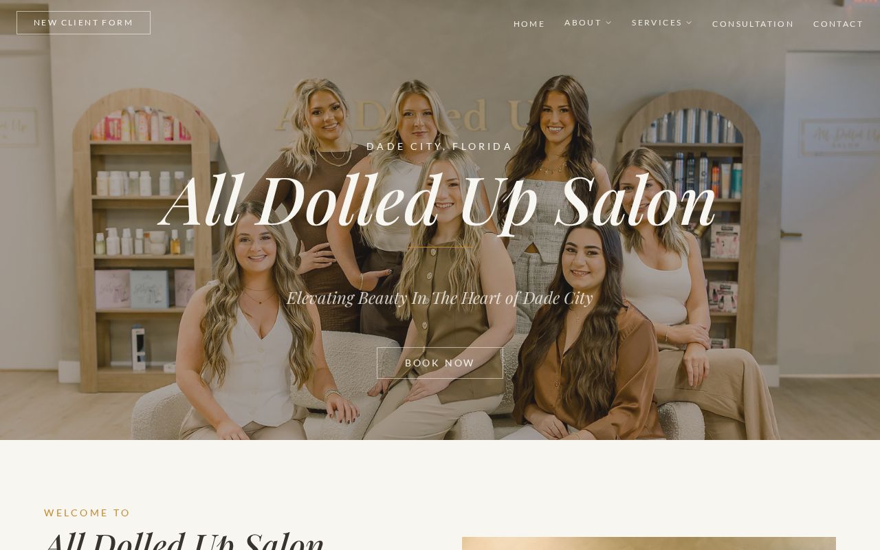 All Dolled Up Salon website screenshot